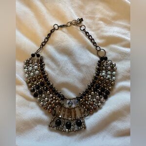Anthropologie Pam Hiram black and gold beaded necklace. EUC.